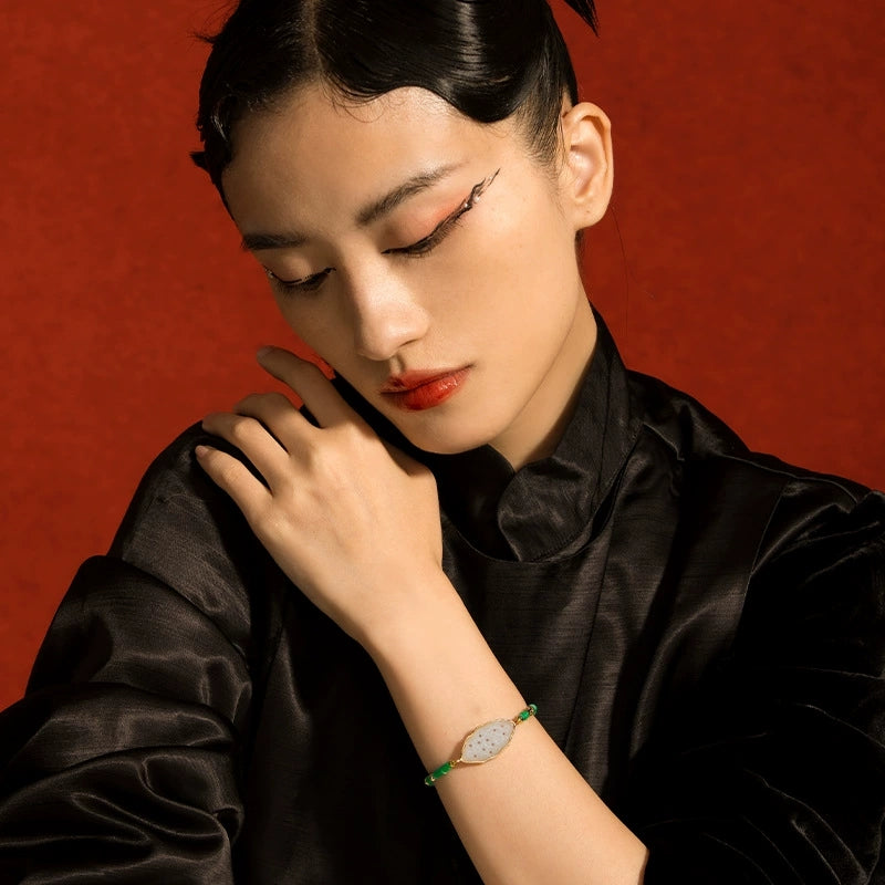 Enchanted Lotus Guatemala Jade Bracelet - Veilgem