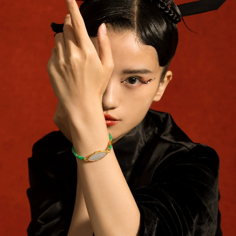 Enchanted Lotus Guatemala Jade Bracelet - Veilgem