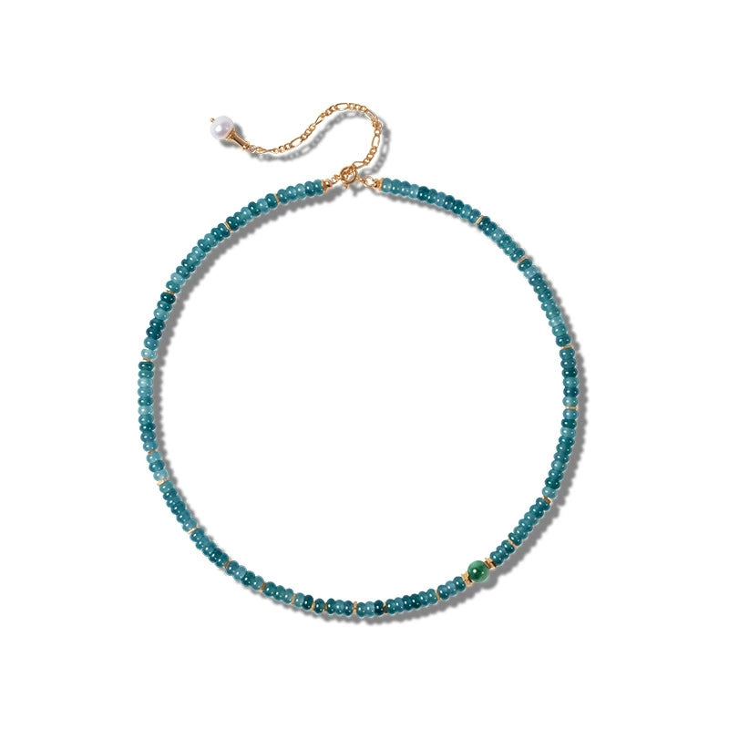 Celestial Blue - Guatemalan Jade & Pearl Necklace - Veilgem