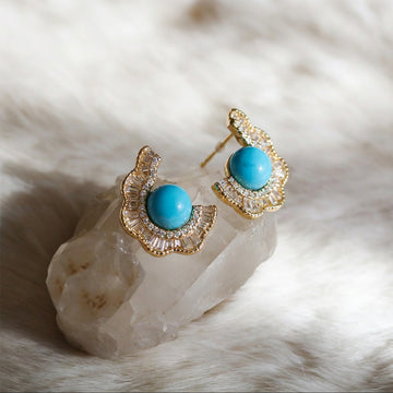 Ethereal Sphere — Natural Turquoise 18K Gold Vermeil Ball Earrings