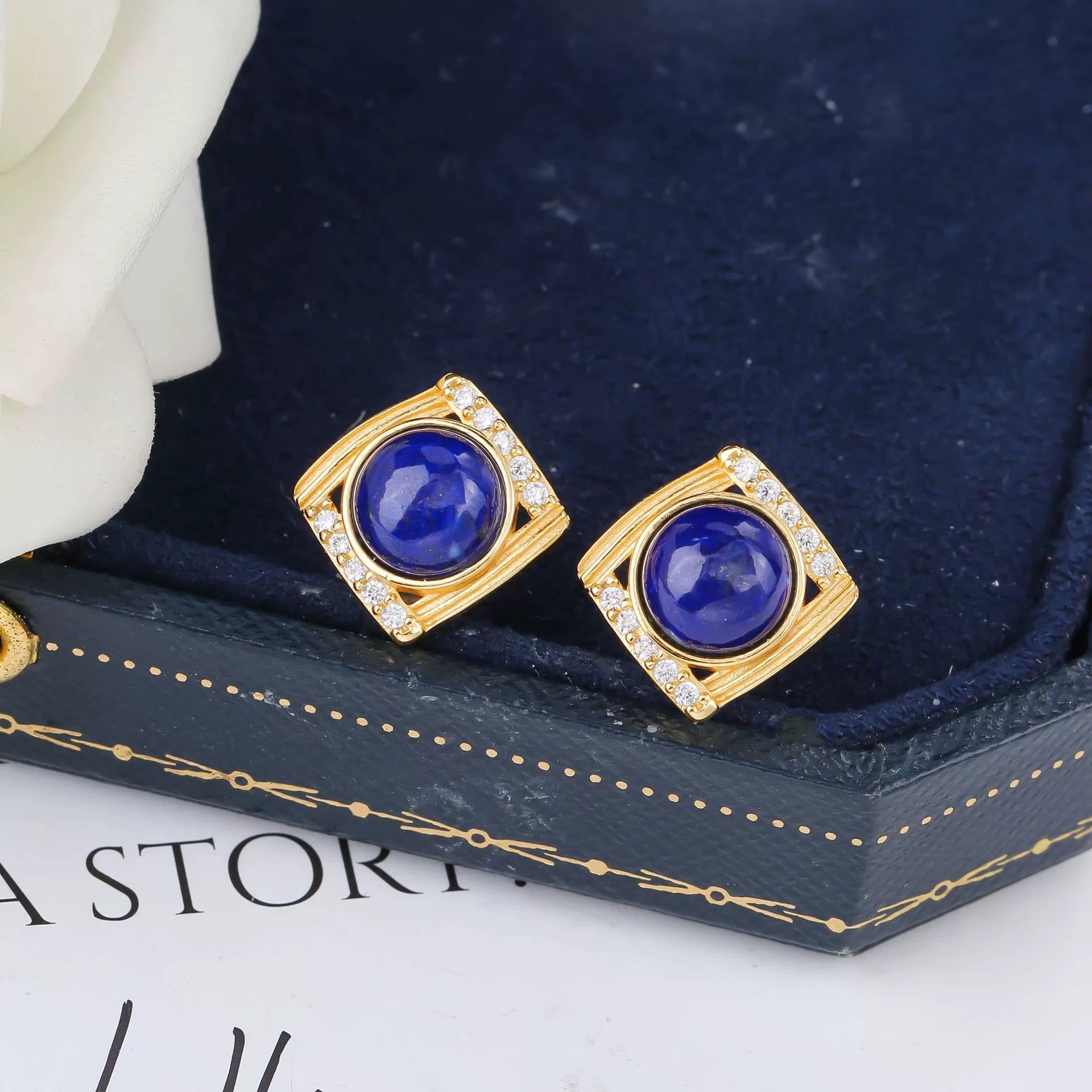 Blue Elegance Lapis Lazuli Stud Earrings - Veilgem