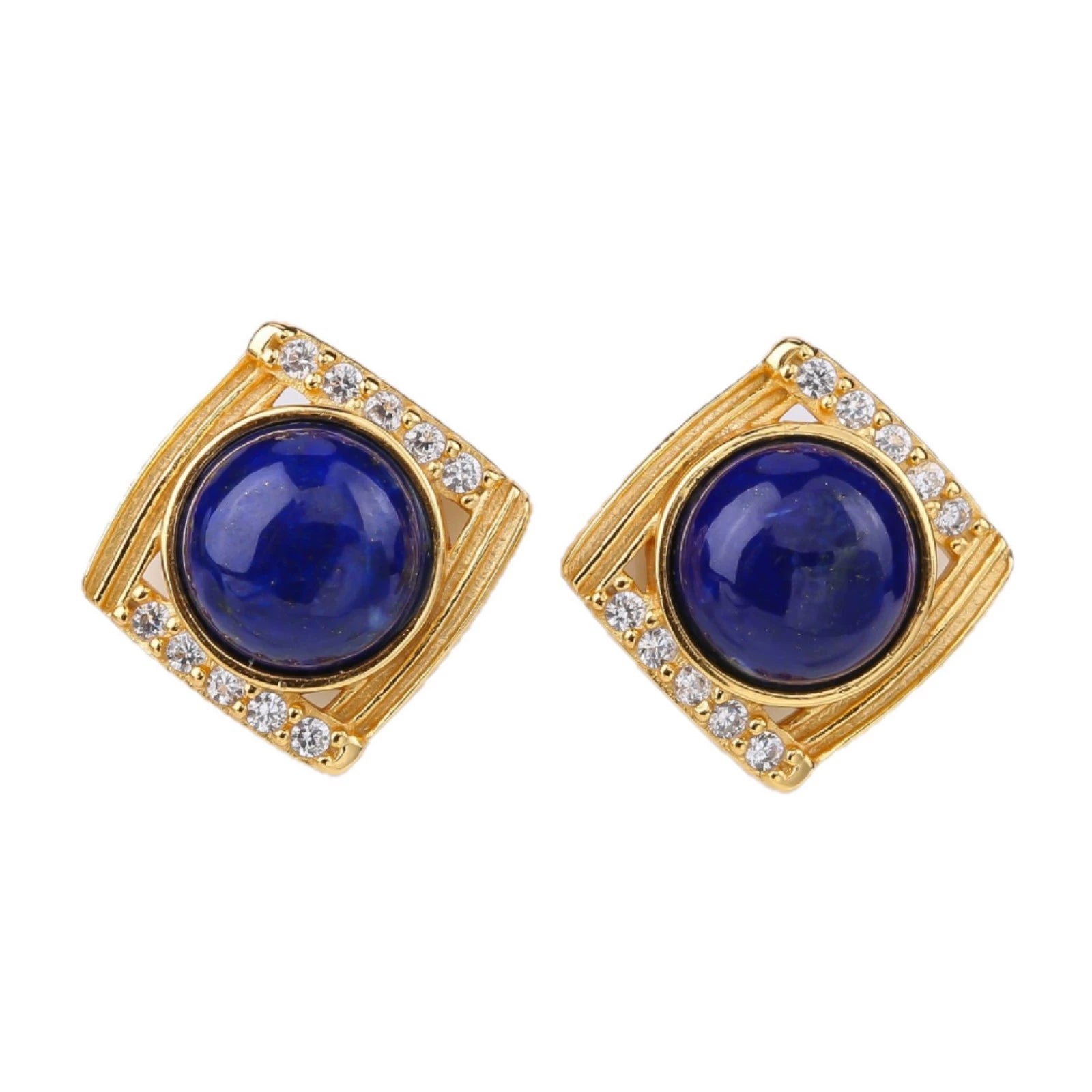 Blue Elegance Lapis Lazuli Stud Earrings - Veilgem