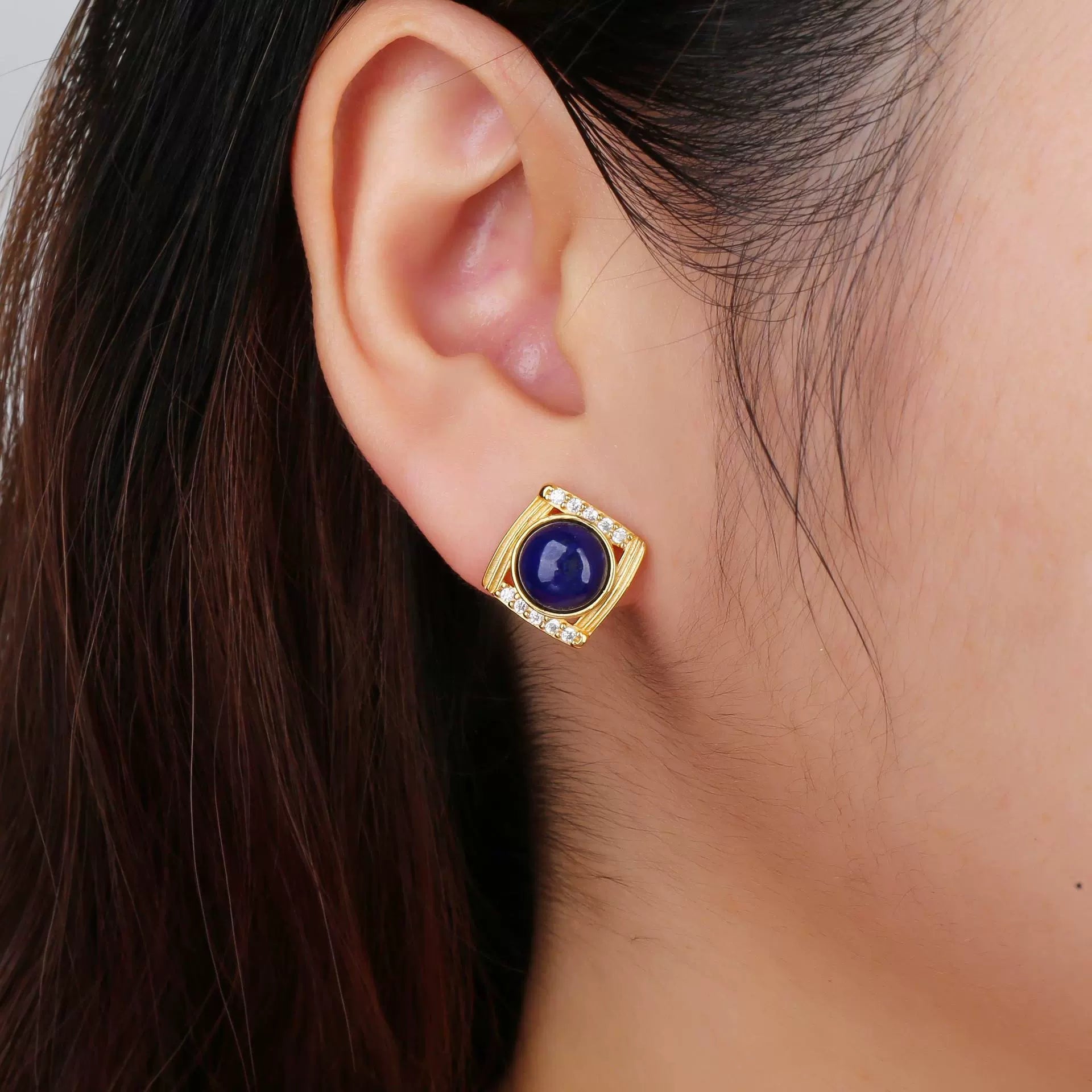 Blue Elegance Lapis Lazuli Stud Earrings - Veilgem