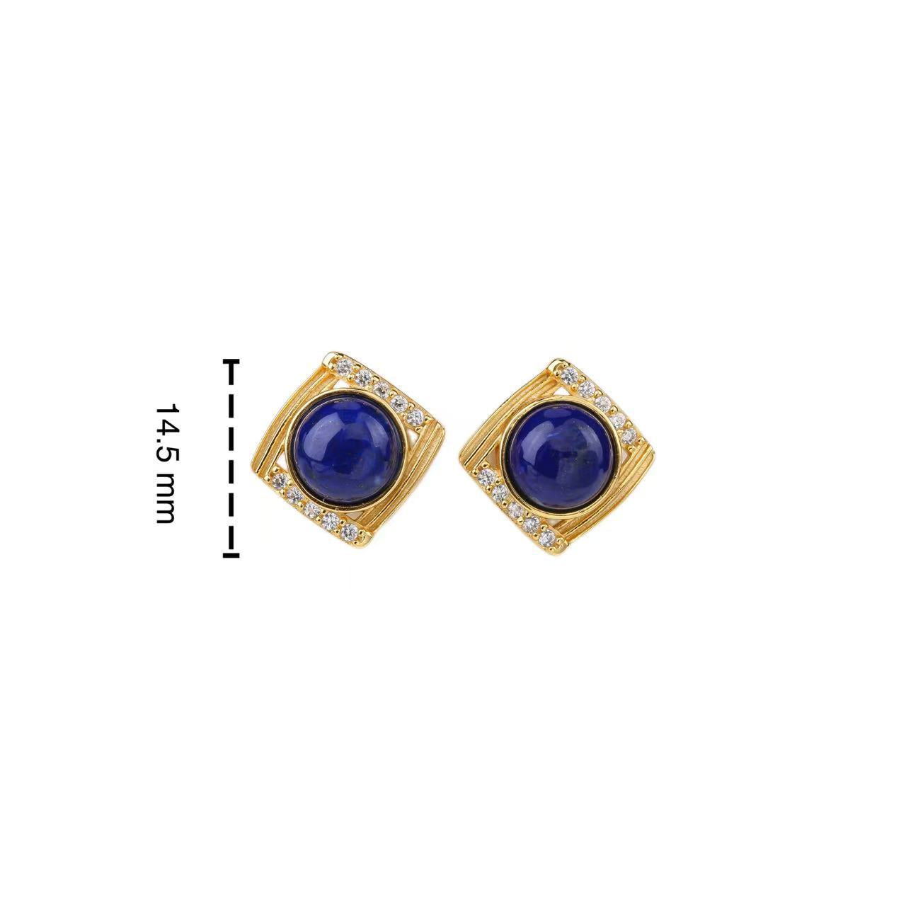 Blue Elegance Lapis Lazuli Stud Earrings - Veilgem