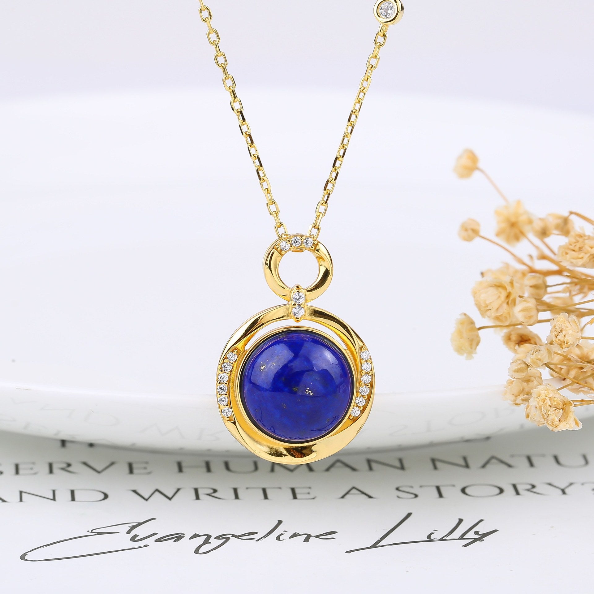 Celestial Embrace Lapis Lazuli Pendant Necklace - Veilgem