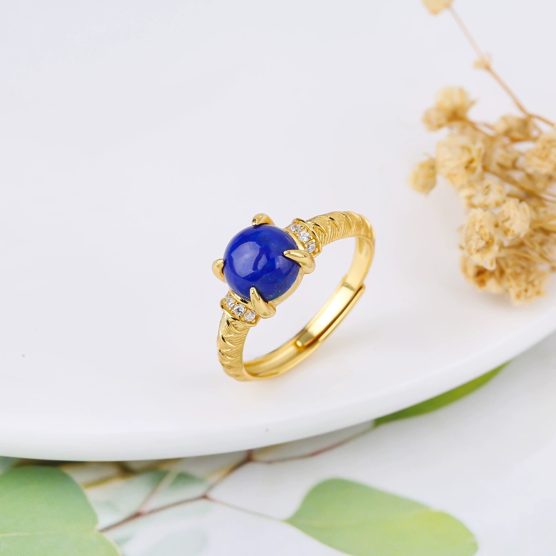 Starry Whisper · 18K Gold Lapis Lazuli Adjustable Ring - Veilgem
