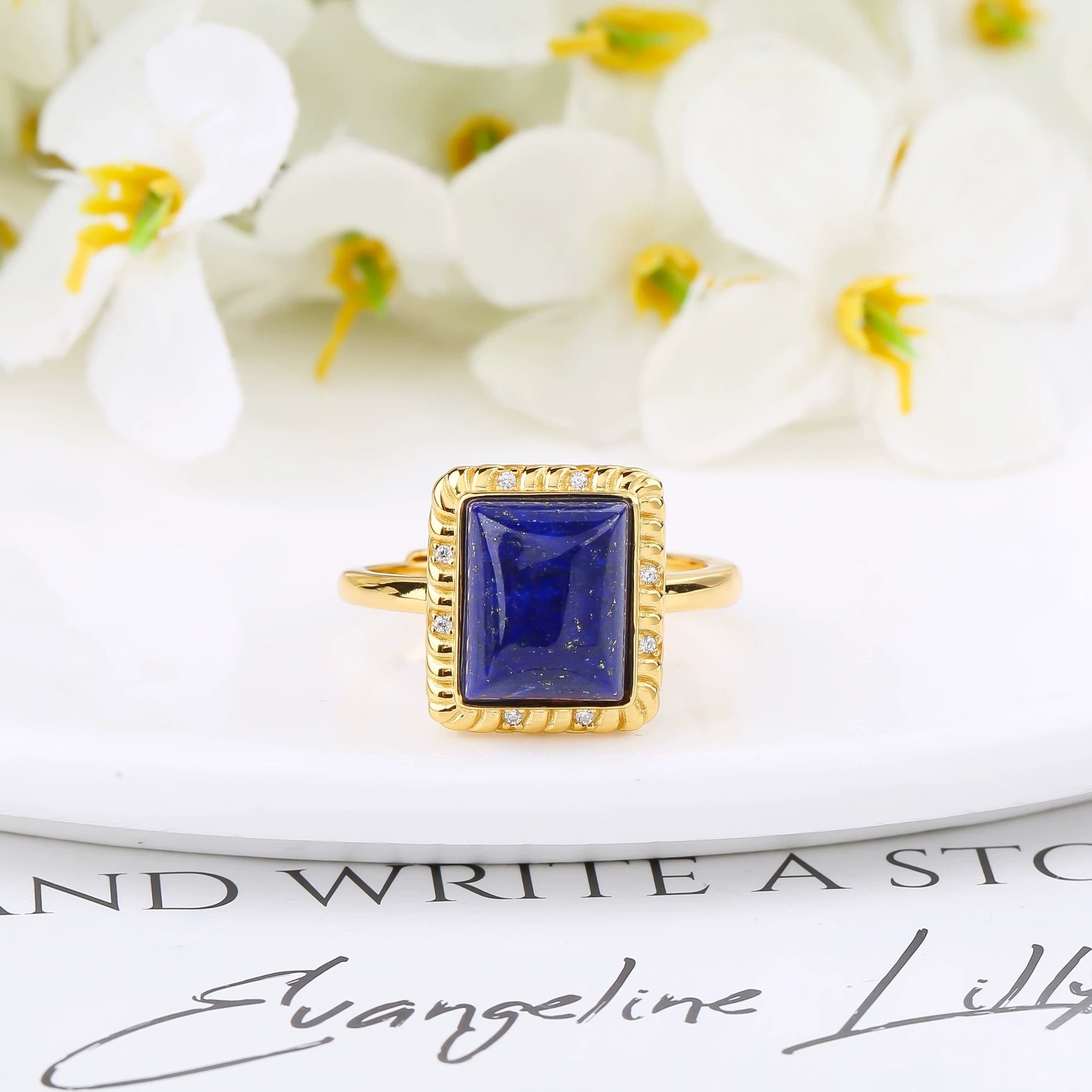 Lapis Serenity Square Lapis Lazuli Ring - Veilgem