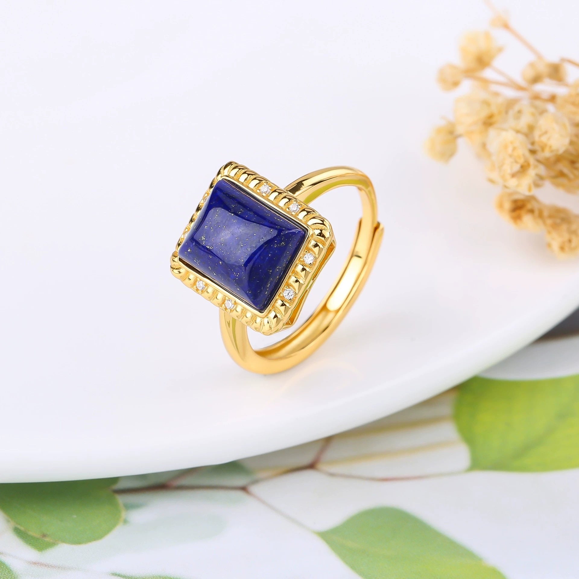 Lapis Serenity Square Lapis Lazuli Ring - Veilgem