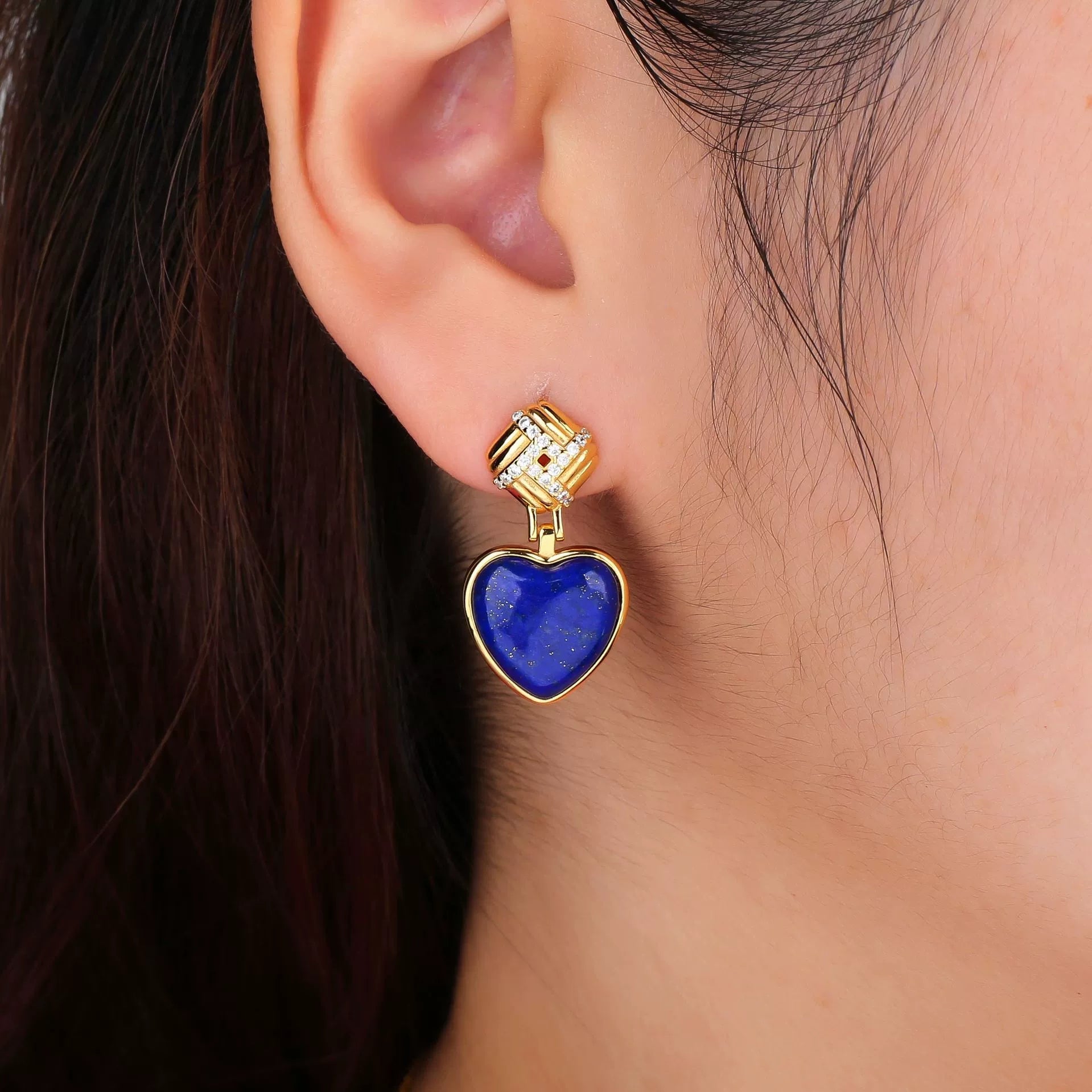 Heart of the Ocean Lapis Lazuli Heart Earrings - Veilgem