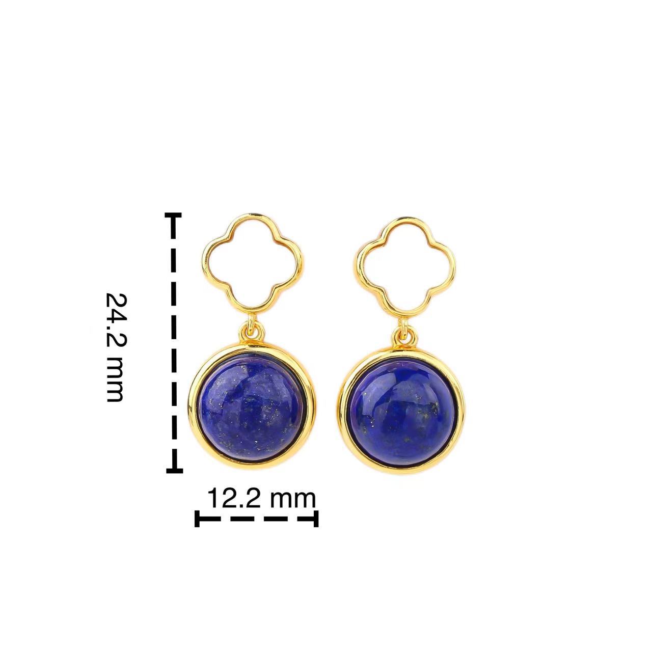 Lucky Charm Lapis Lazuli Four-Leaf Clover Earrings - Veilgem
