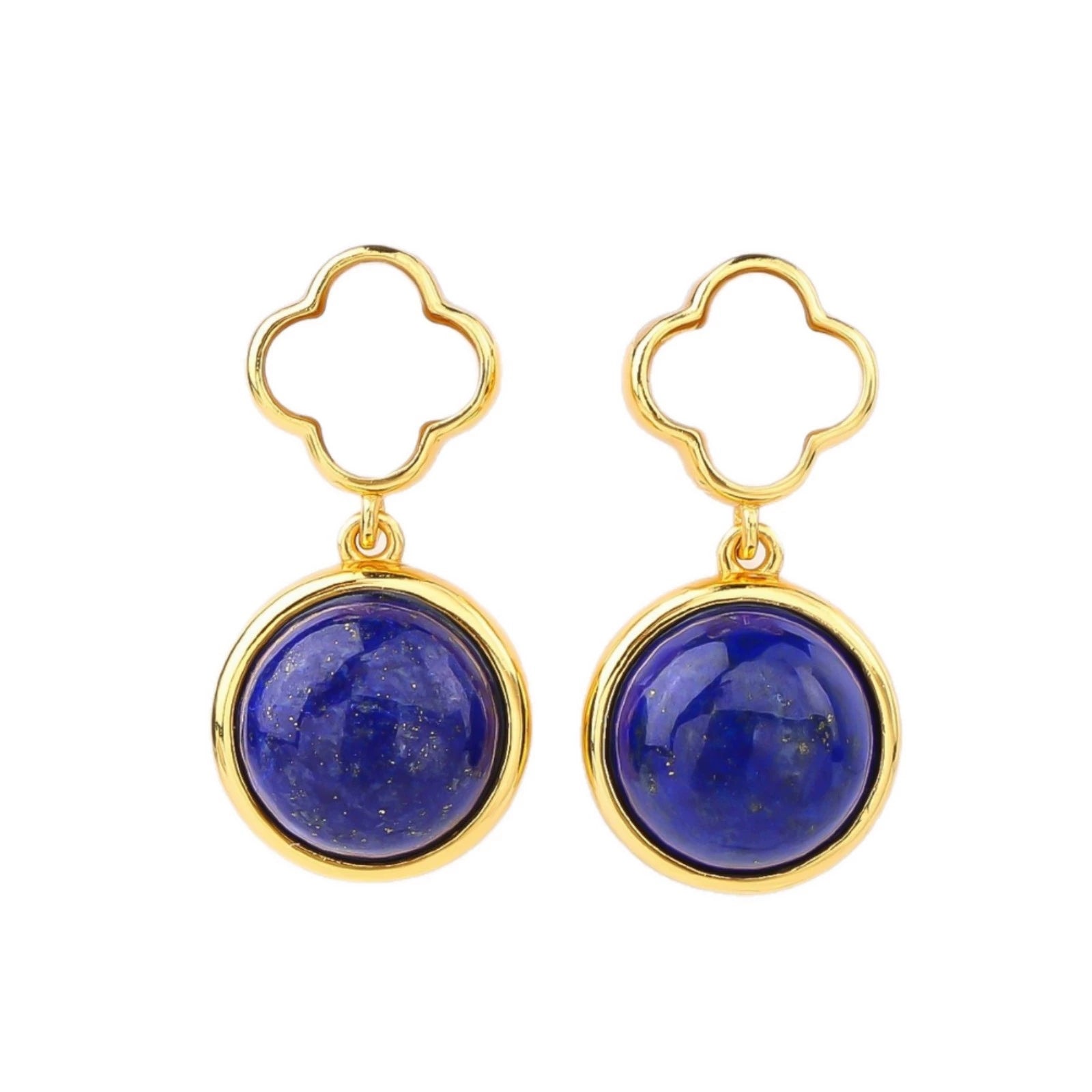 Lucky Charm Lapis Lazuli Four-Leaf Clover Earrings - Veilgem