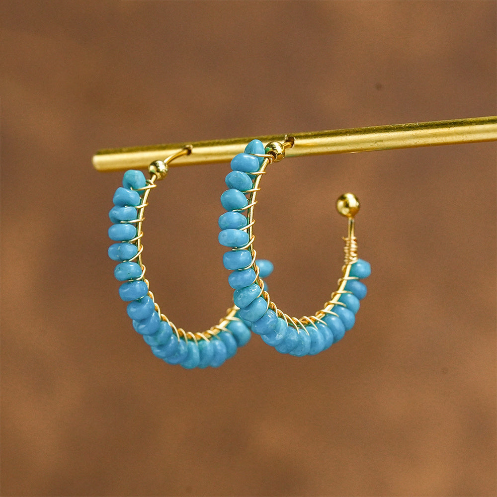 Azure Embrace – Turquoise C-Shaped Earrings - Veilgem