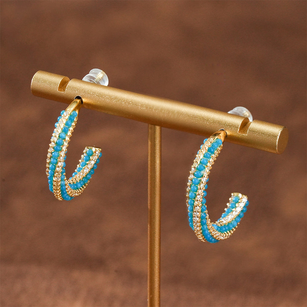 Serenity Charm – Turquoise Bead Stud Earrings - Veilgem