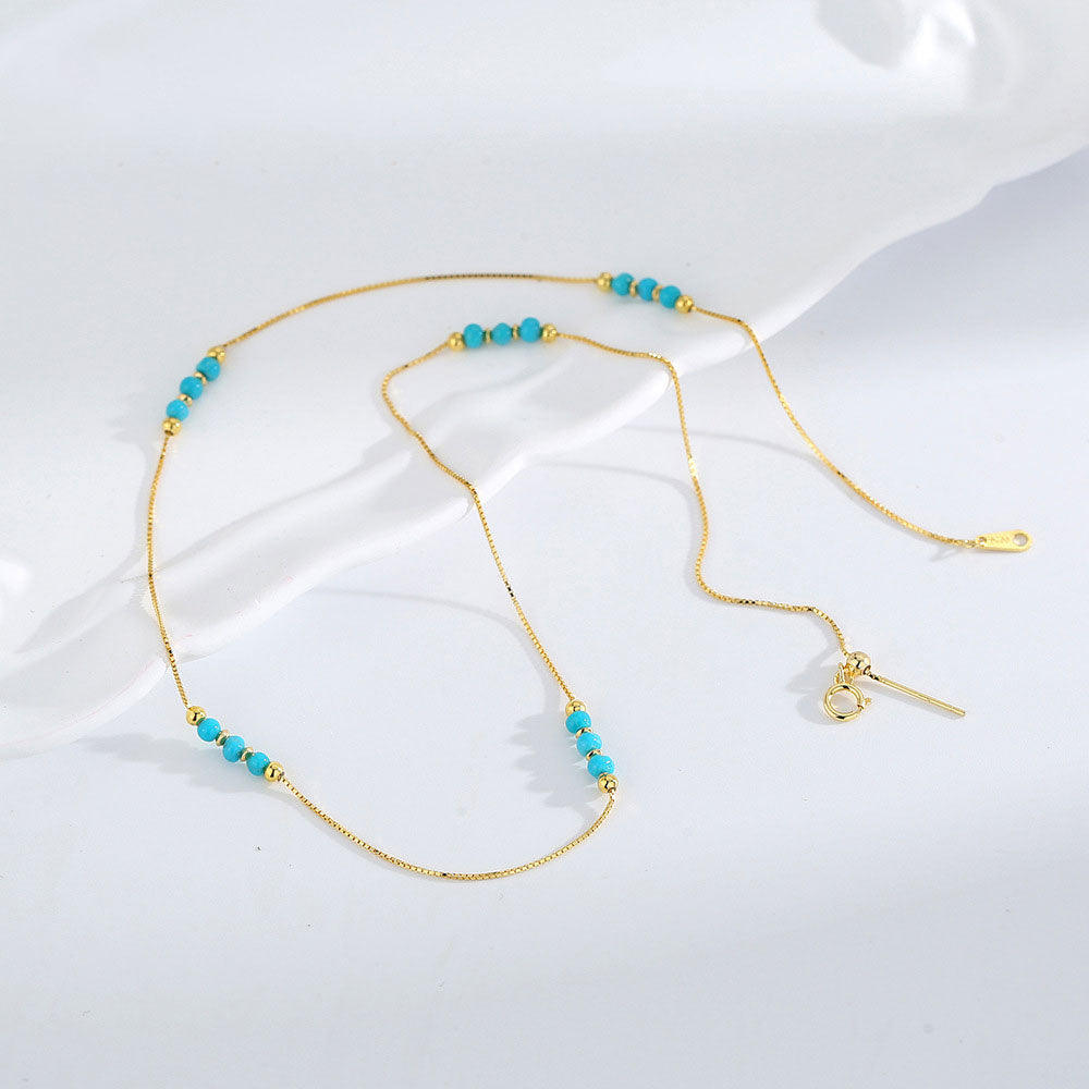 Whispering Starry Night Turquoise Clavicle Necklace - Veilgem