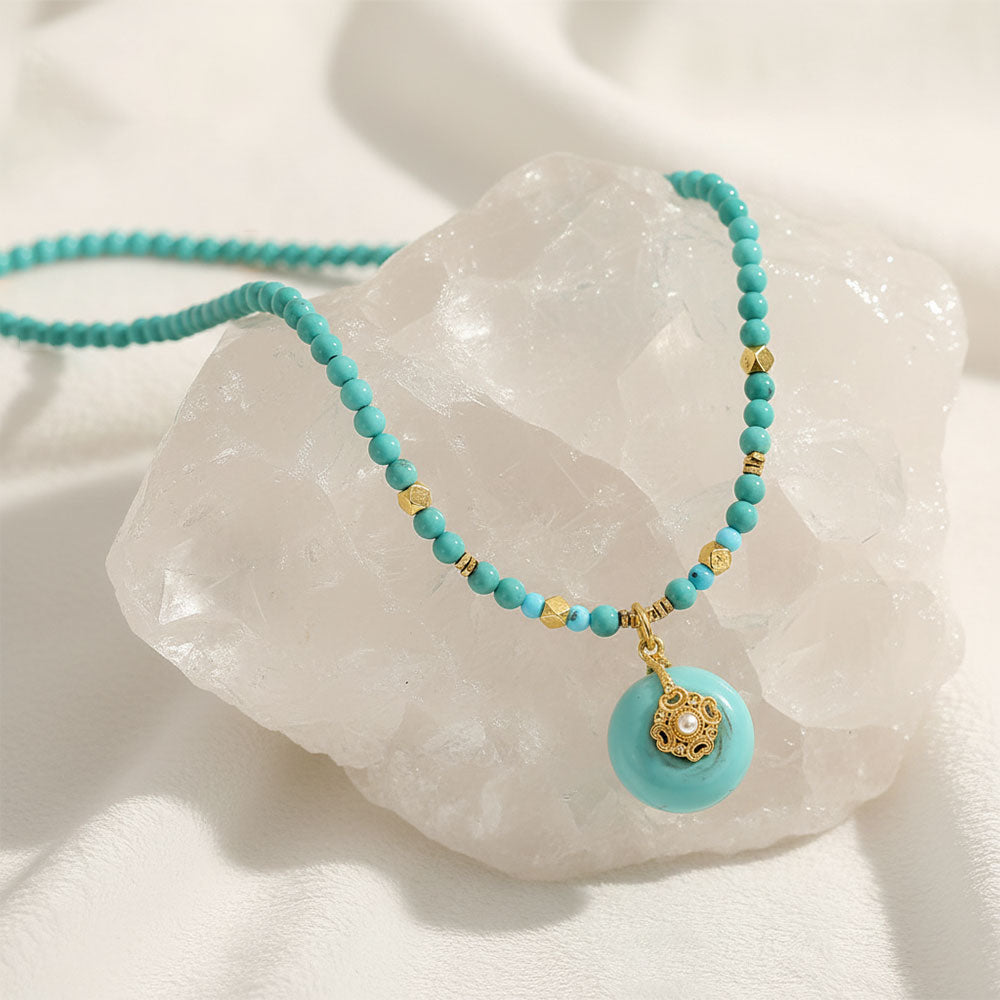 Harmony and Eternity Turquoise Safety Buckle Necklace - Veilgem