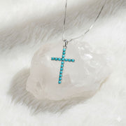 Sky Light Turquoise Cross Necklace - Veilgem