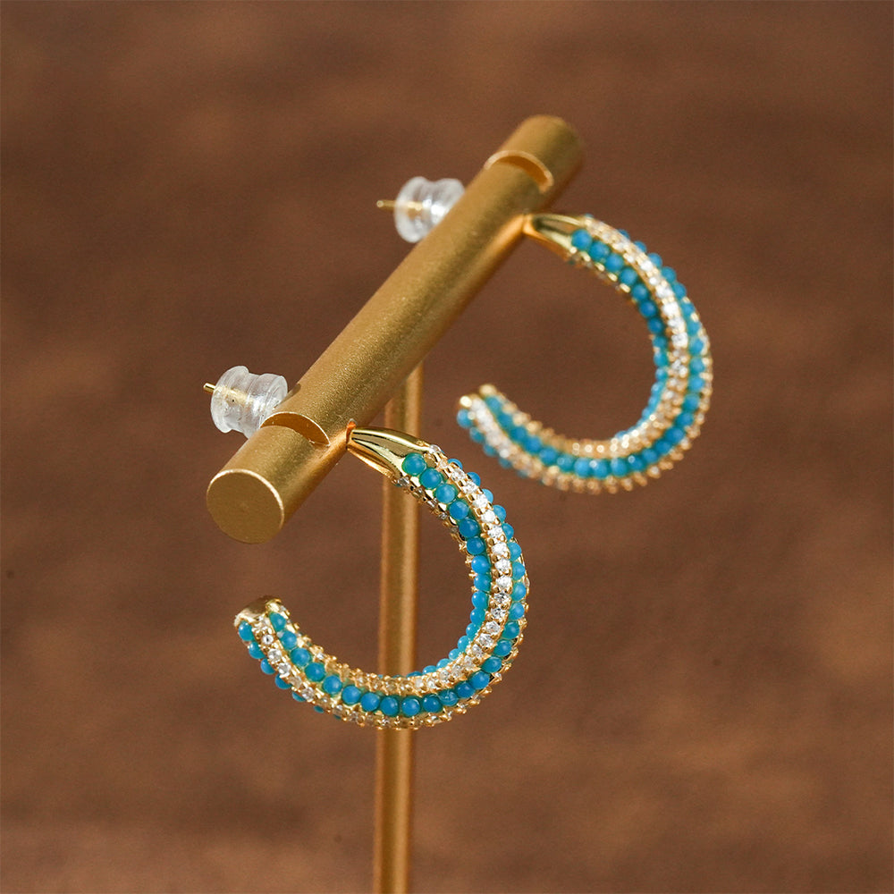 Serenity Charm – Turquoise Bead Stud Earrings - Veilgem