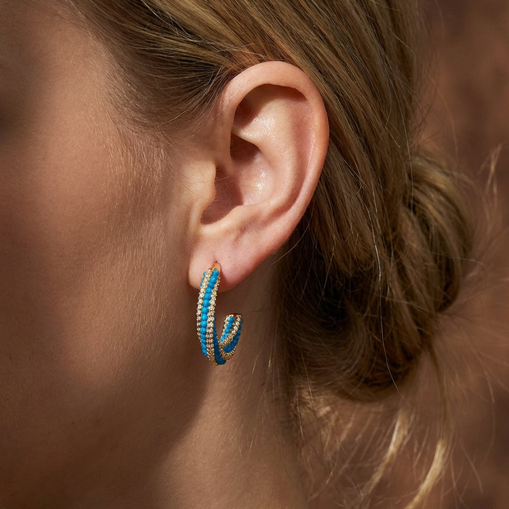Serenity Charm – Turquoise Bead Stud Earrings - Veilgem