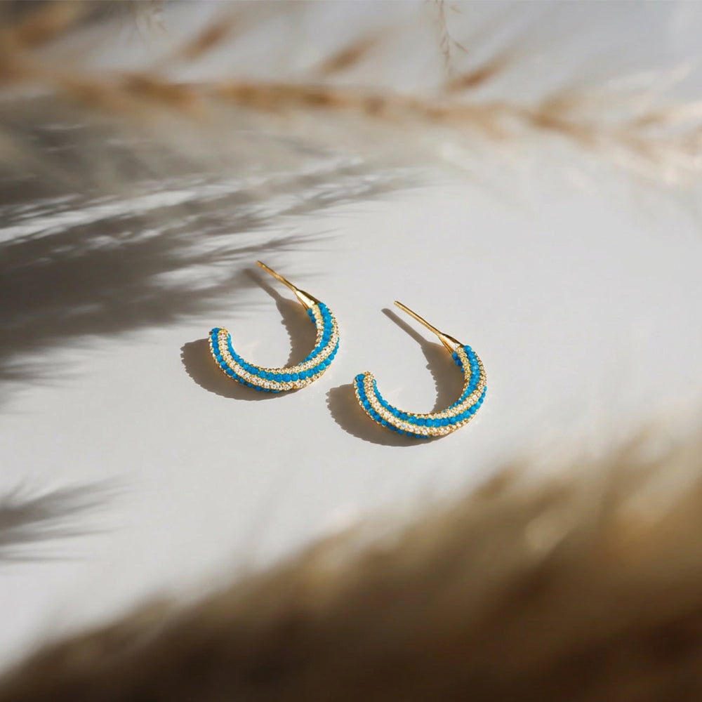 Serenity Charm – Turquoise Bead Stud Earrings - Veilgem