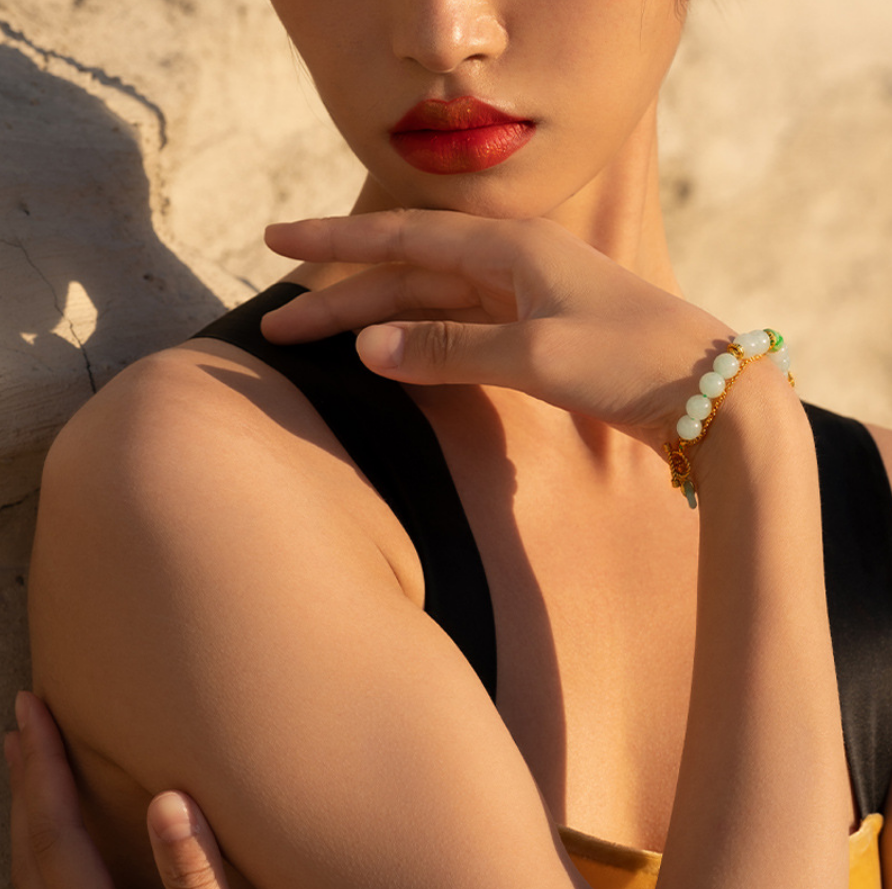 Jade Blessing Peace Lock Bracelet - Veilgem