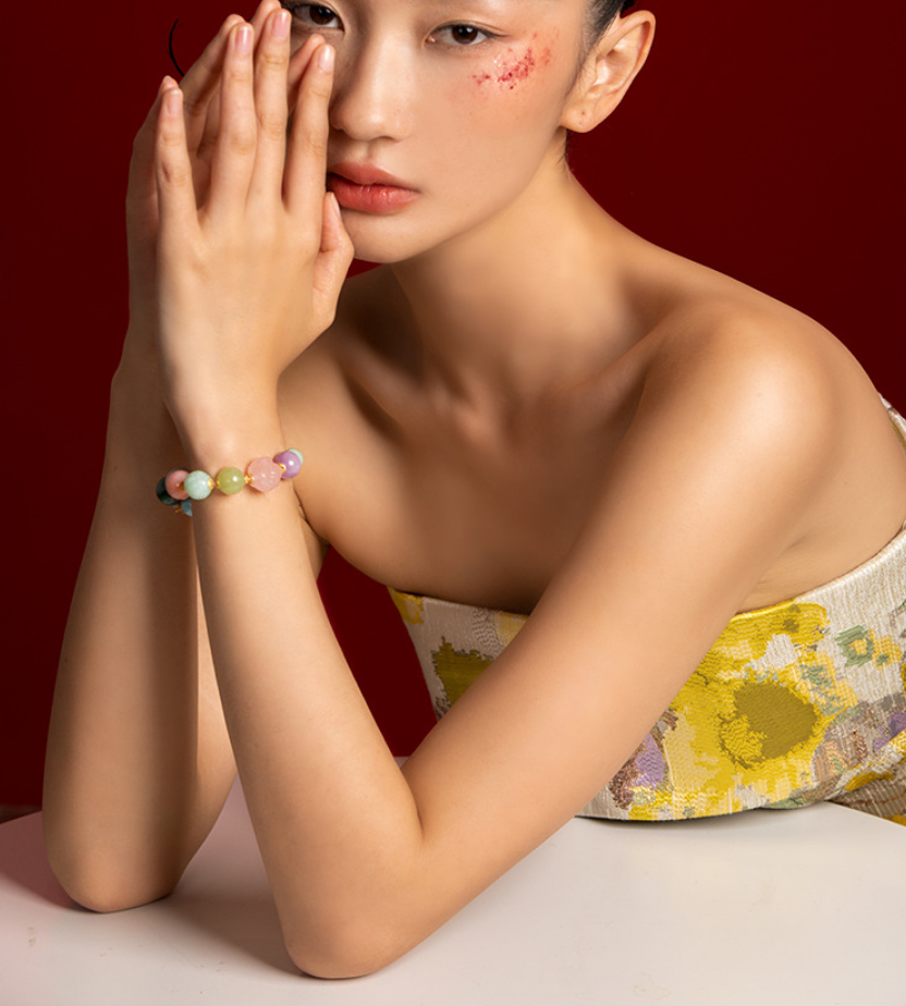 Opal Serenity: Jade & Crystal Charm Bracelet - Veilgem