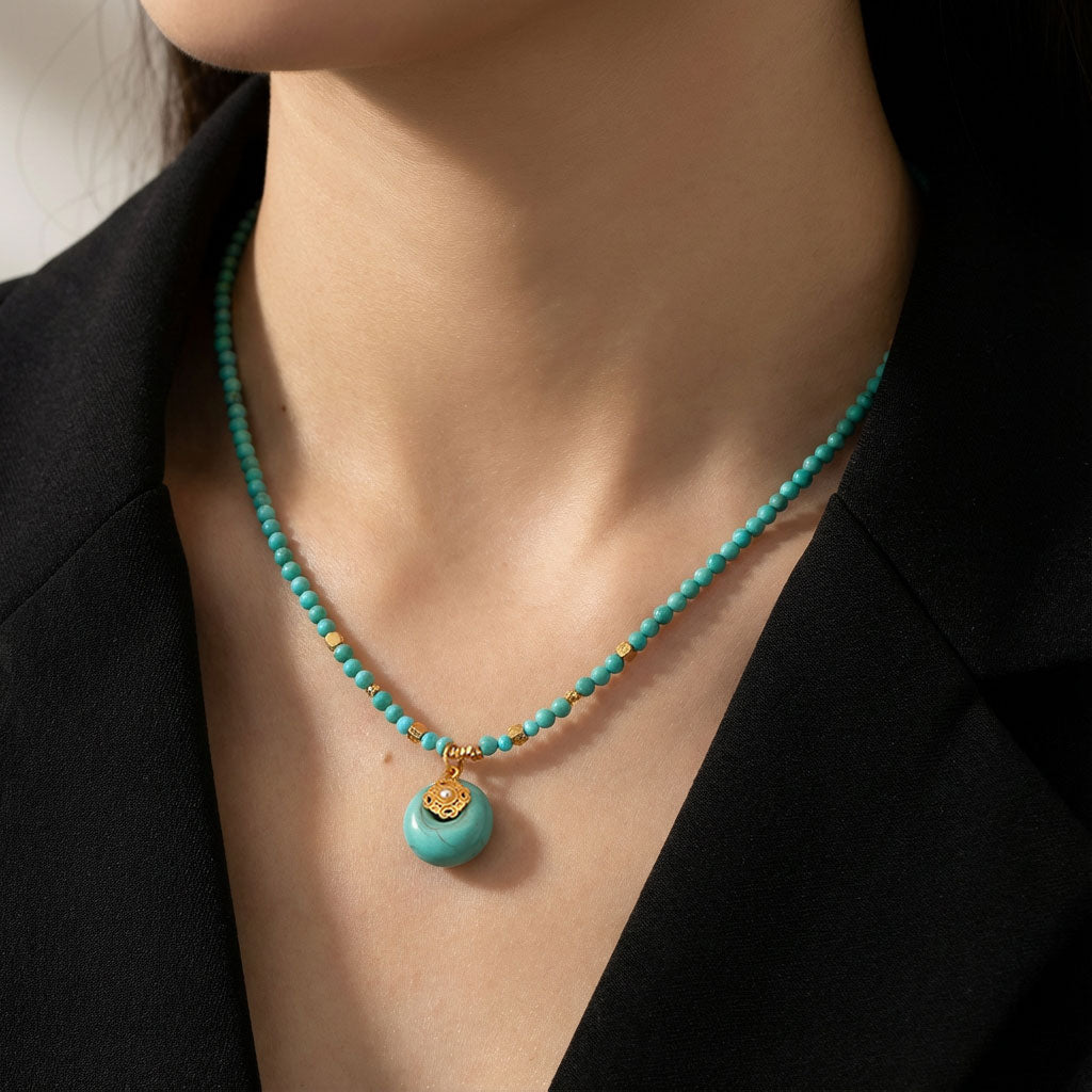 Harmony and Eternity Turquoise Safety Buckle Necklace - Veilgem