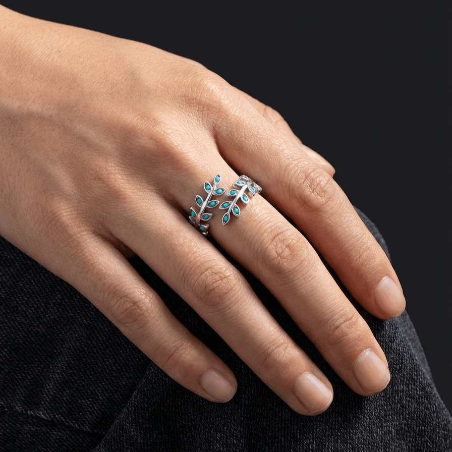Leaf Whisper Turquoise Ring - Veilgem