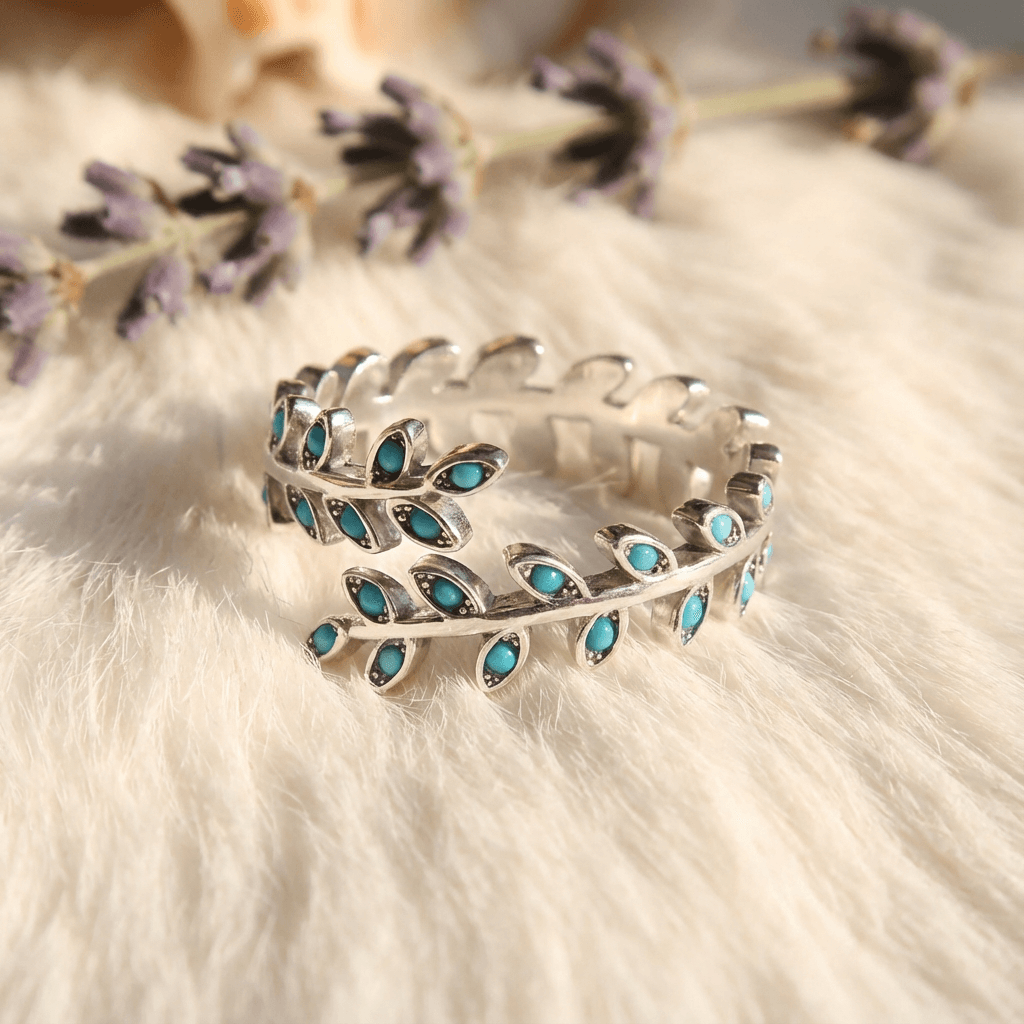Leaf Whisper Turquoise Ring - Veilgem