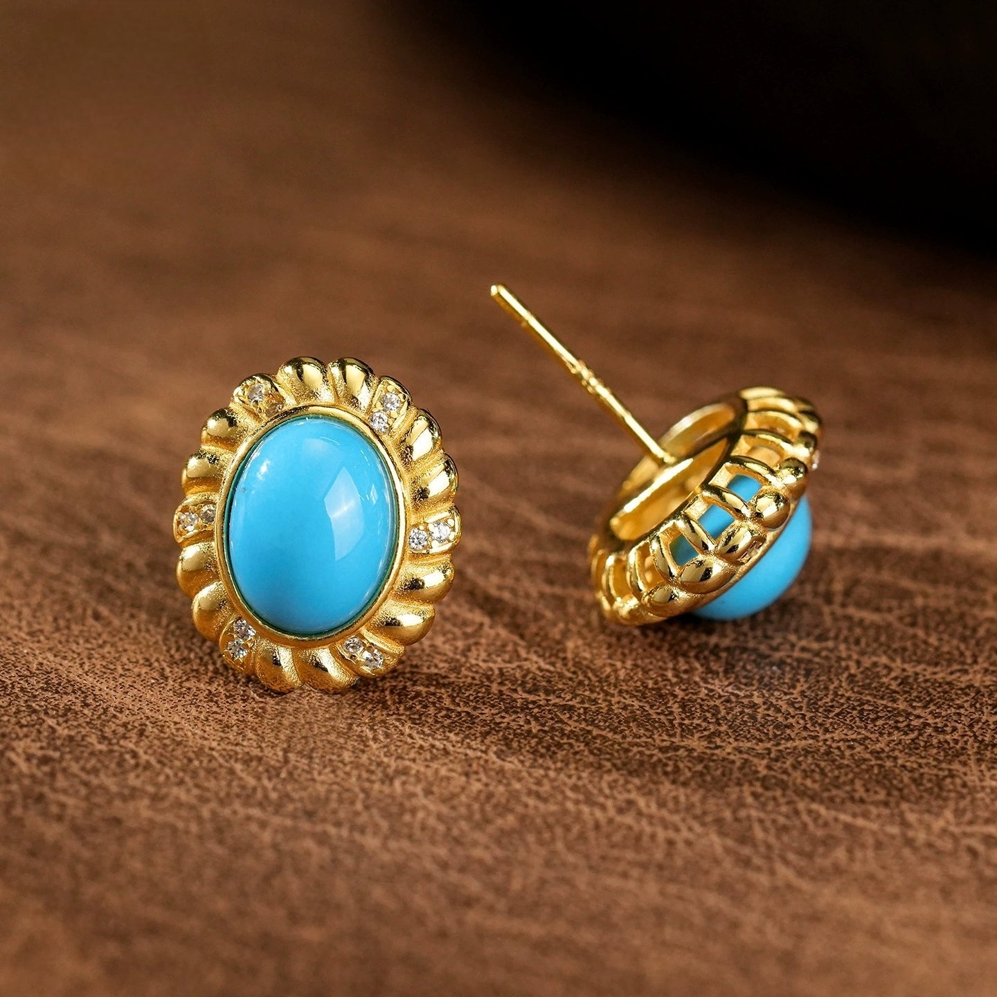Celestial Grace – Oval Turquoise Earrings - Veilgem