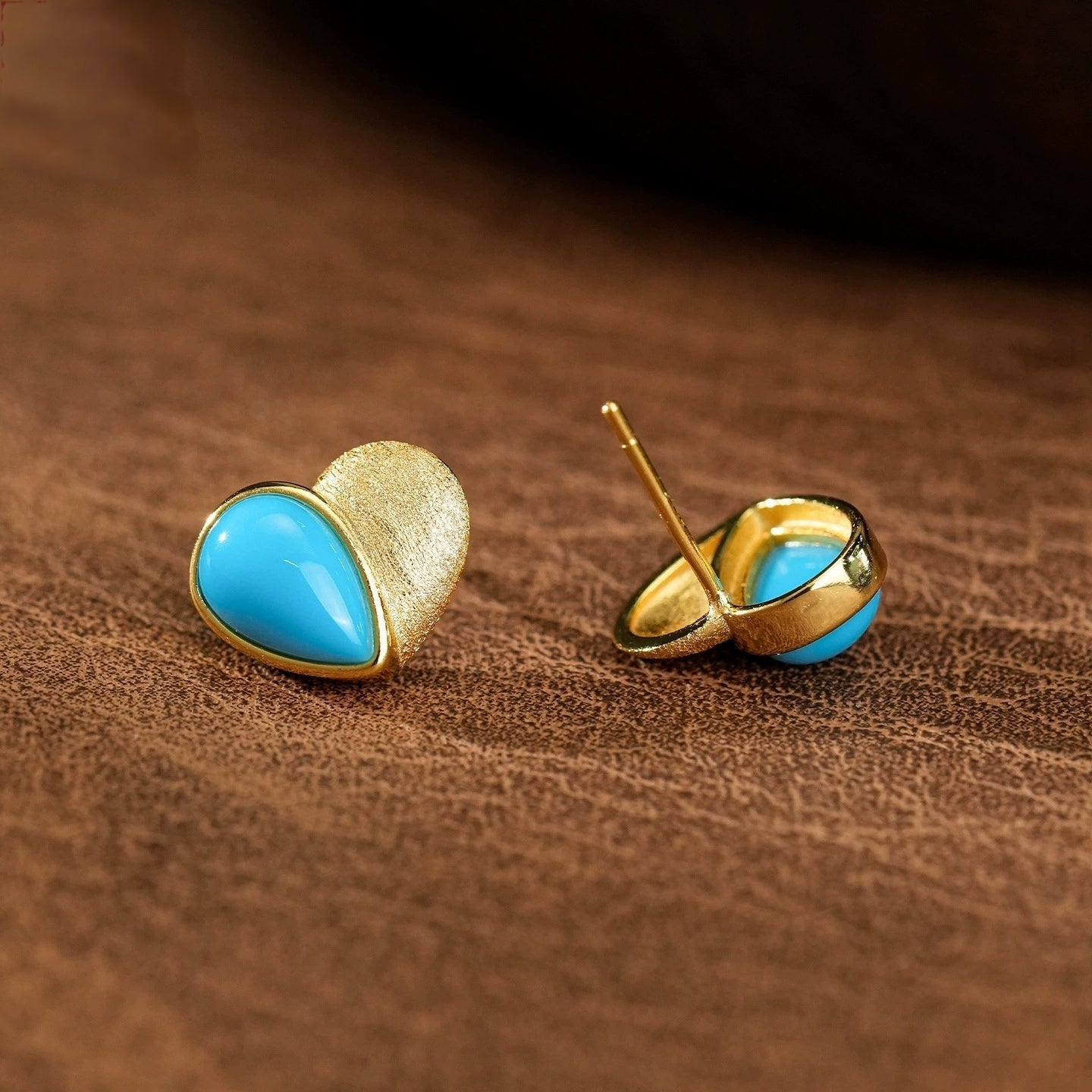 Celeste Heart – Turquoise Love Stud Earrings - Veilgem