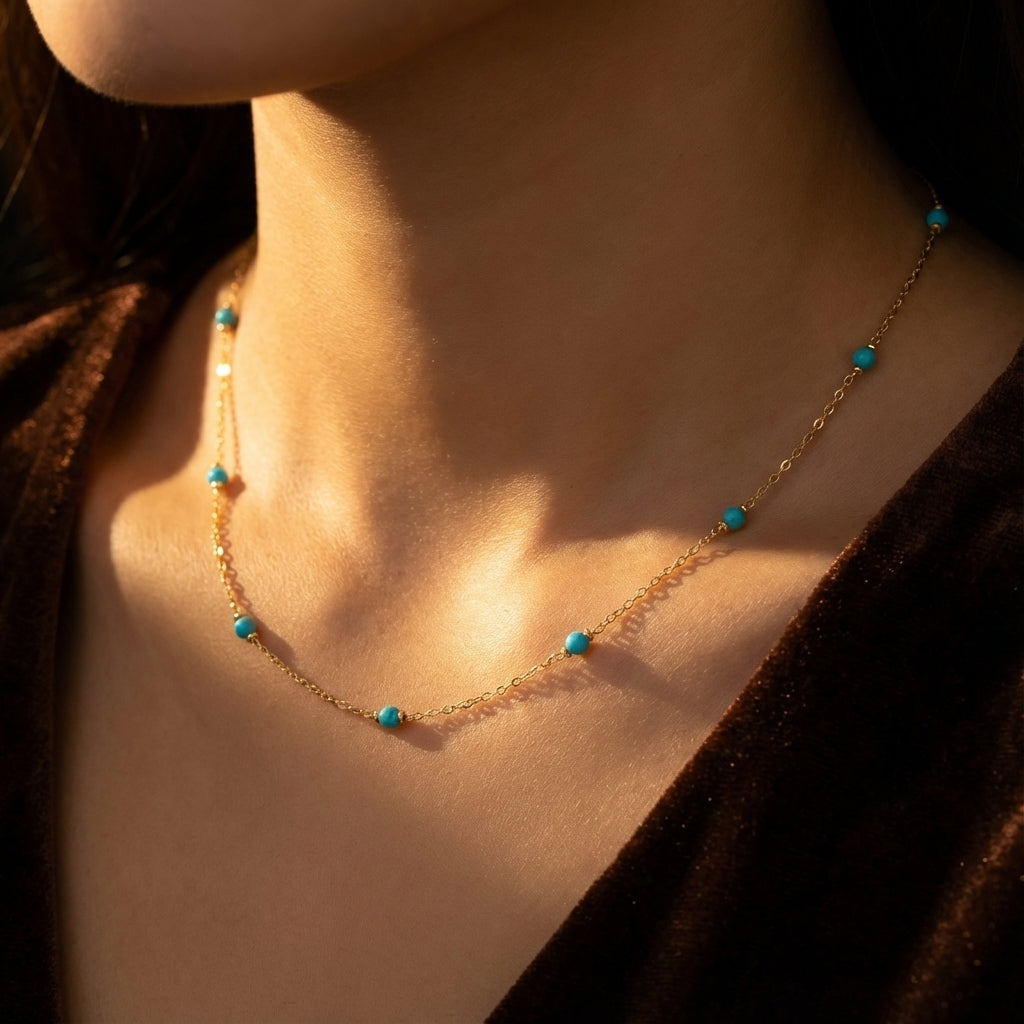 Starry Night Turquoise Starry Sky Necklace - Veilgem
