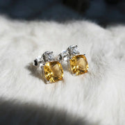 Lemon Light Sugar Cubes - Yellow Crystal Earrings - Veilgem