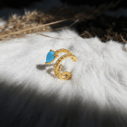 Luminous Teardrop Turquoise Ear Cuff: S925 Silver Plated 18K Gold Serpent Design - Veilgem