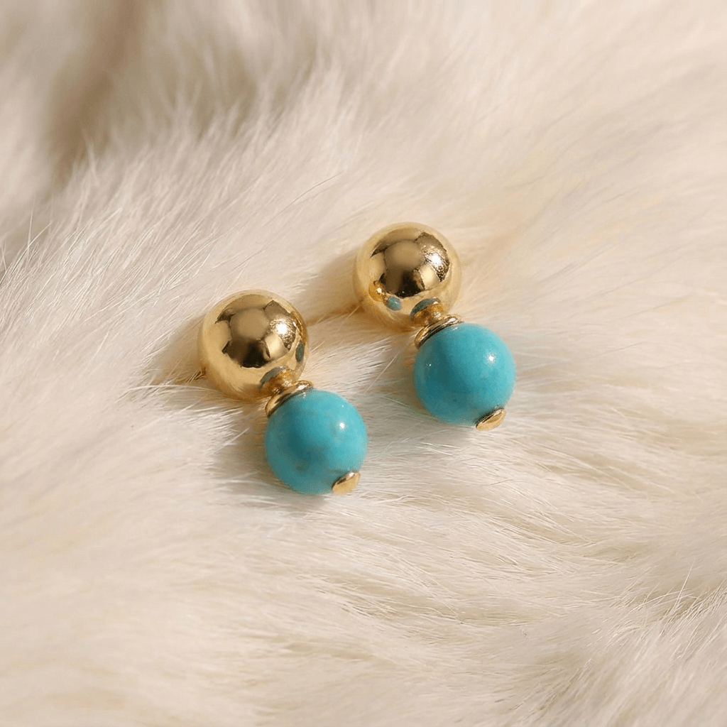 Azure Whisper-S925 Silver 18K Gold-Plated Turquoise Stud Earrings - Veilgem