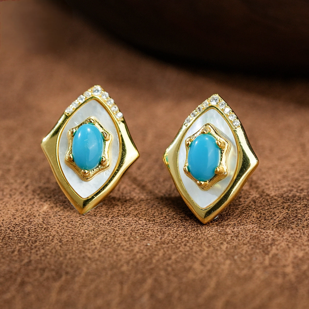 Aurora Grace – Sleeping Beauty Turquoise & Mother-of-Pearl Earrings