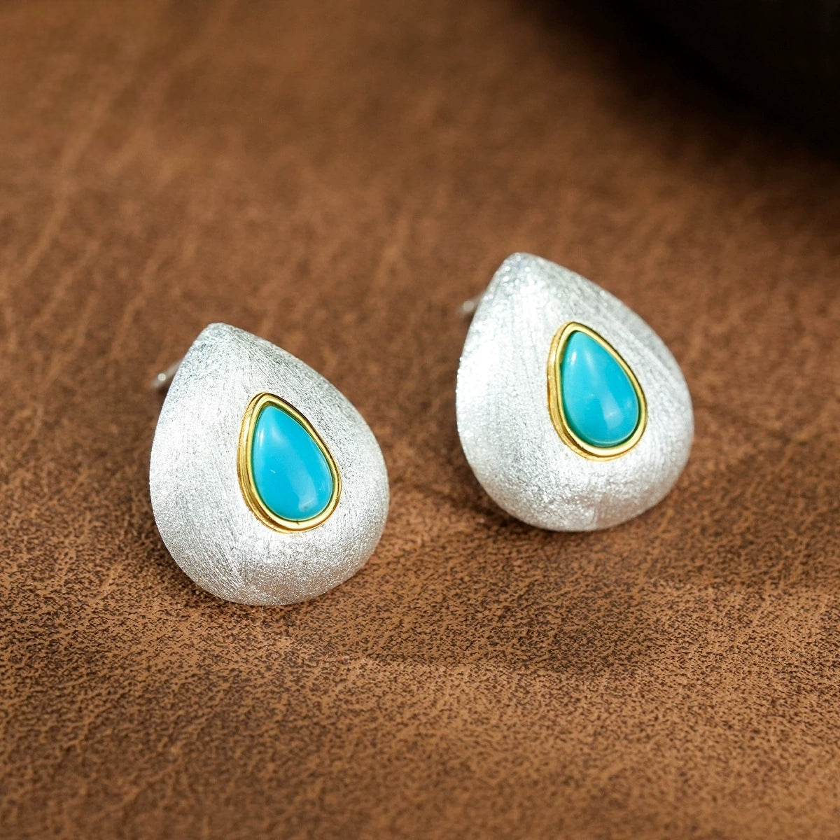 Aqua Grace – Turquoise Teardrop Stud Earrings - Veilgem