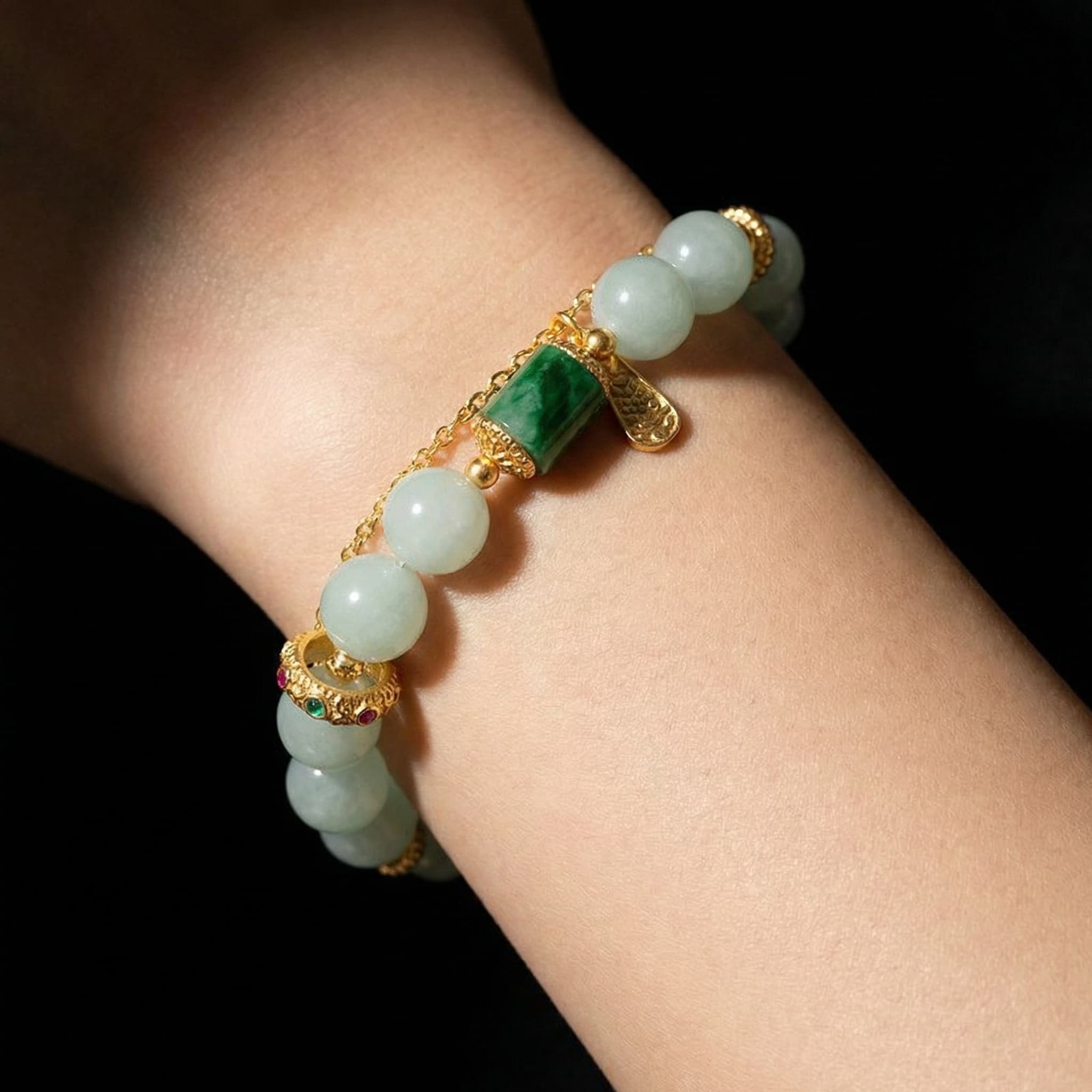 Jade Blessing Peace Lock Bracelet