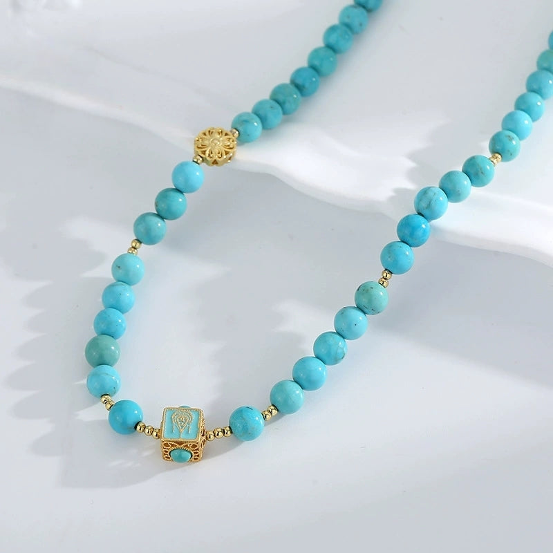 Silent Jade Turquoise Bead Necklace - Veilgem