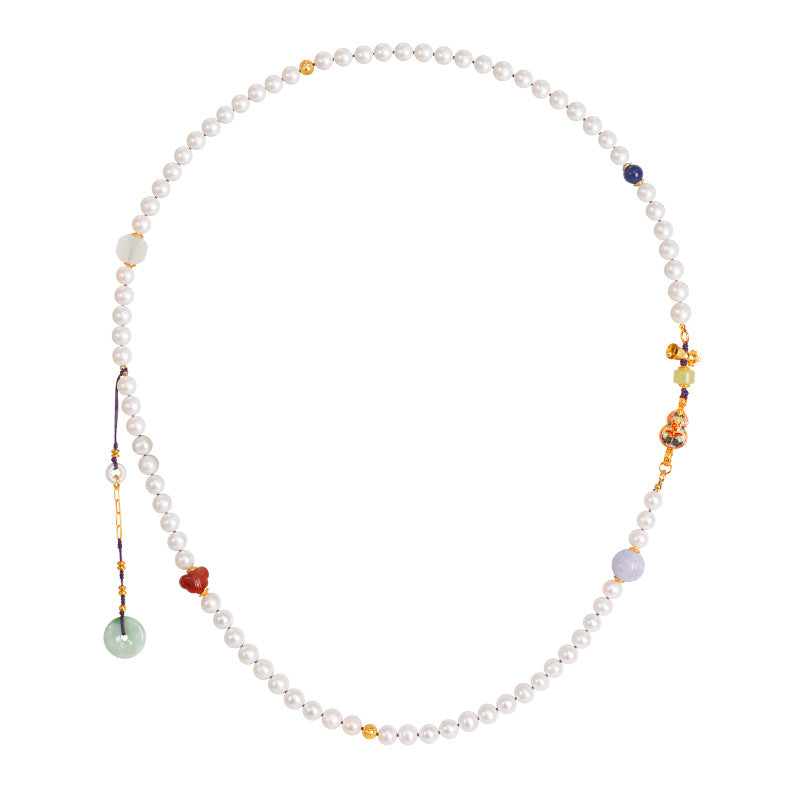 Opal Dawn - Pearl & Enamel Elegance Necklace - Veilgem