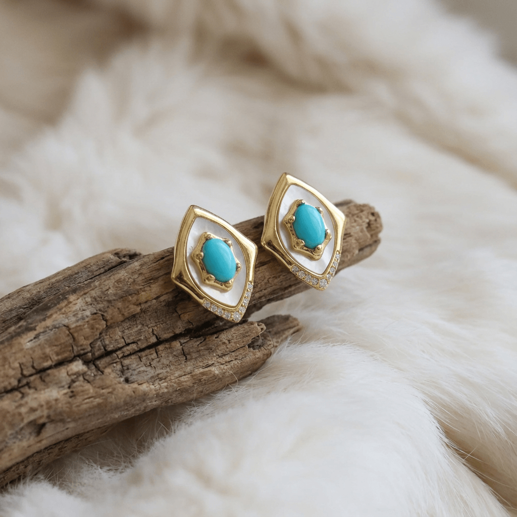 Aurora Grace – Sleeping Beauty Turquoise & Mother-of-Pearl Earrings