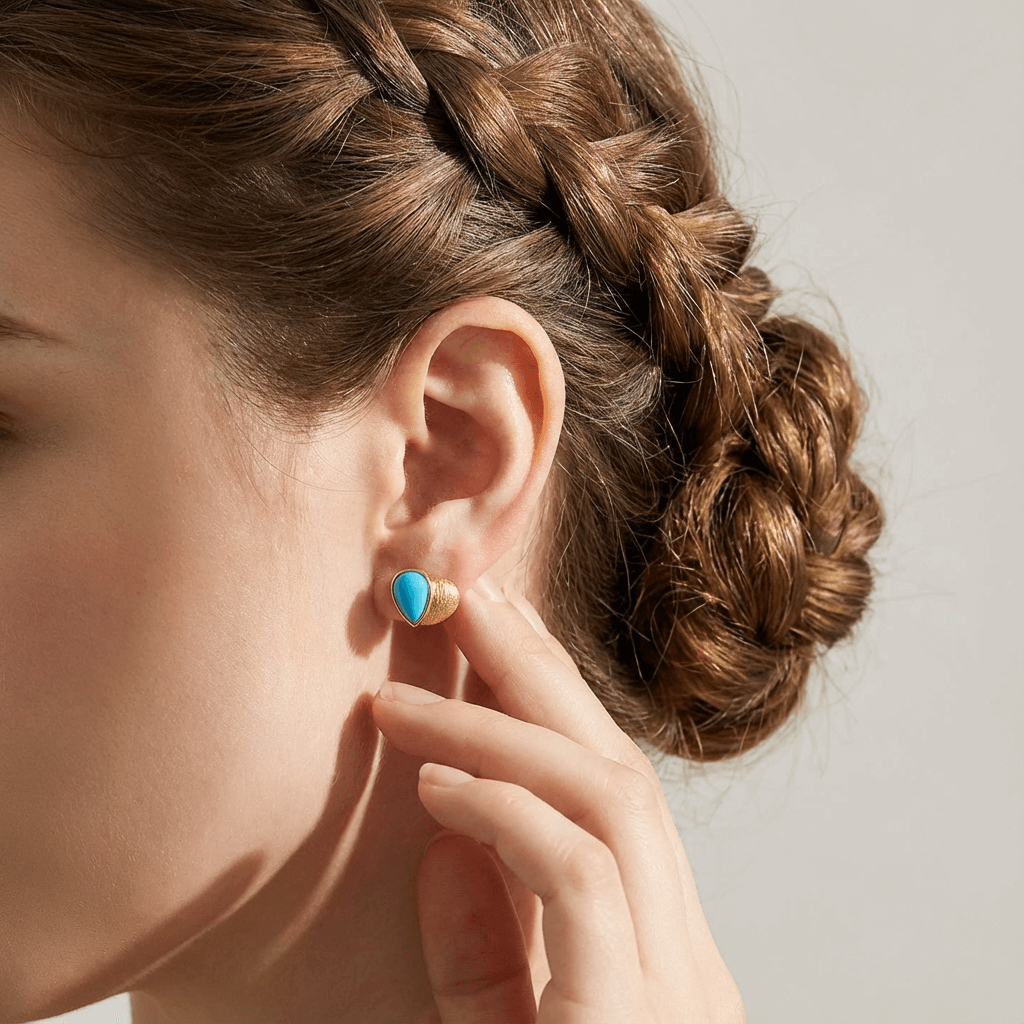 Celeste Heart – Turquoise Love Stud Earrings - Veilgem