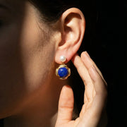 Moonlit Duo Lapis & Pearl Studs - Veilgem