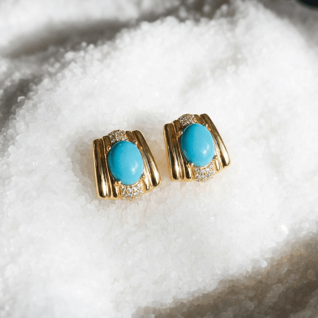 Eclat Oval – Minimal Turquoise Stud Earrings