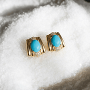 Eclat Oval – Minimal Turquoise Stud Earrings - Veilgem