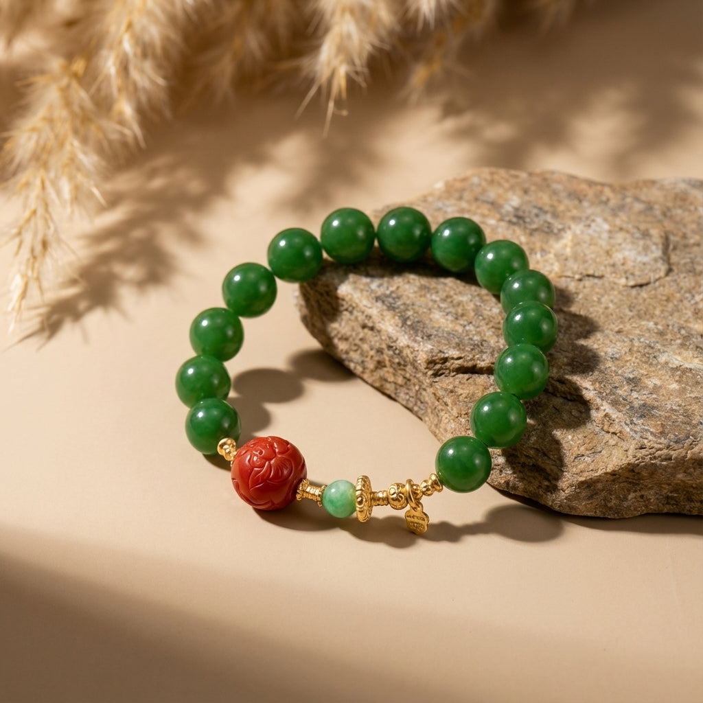 Emerald Harmony Glow · Vitality Red & Green Bracelet - Veilgem