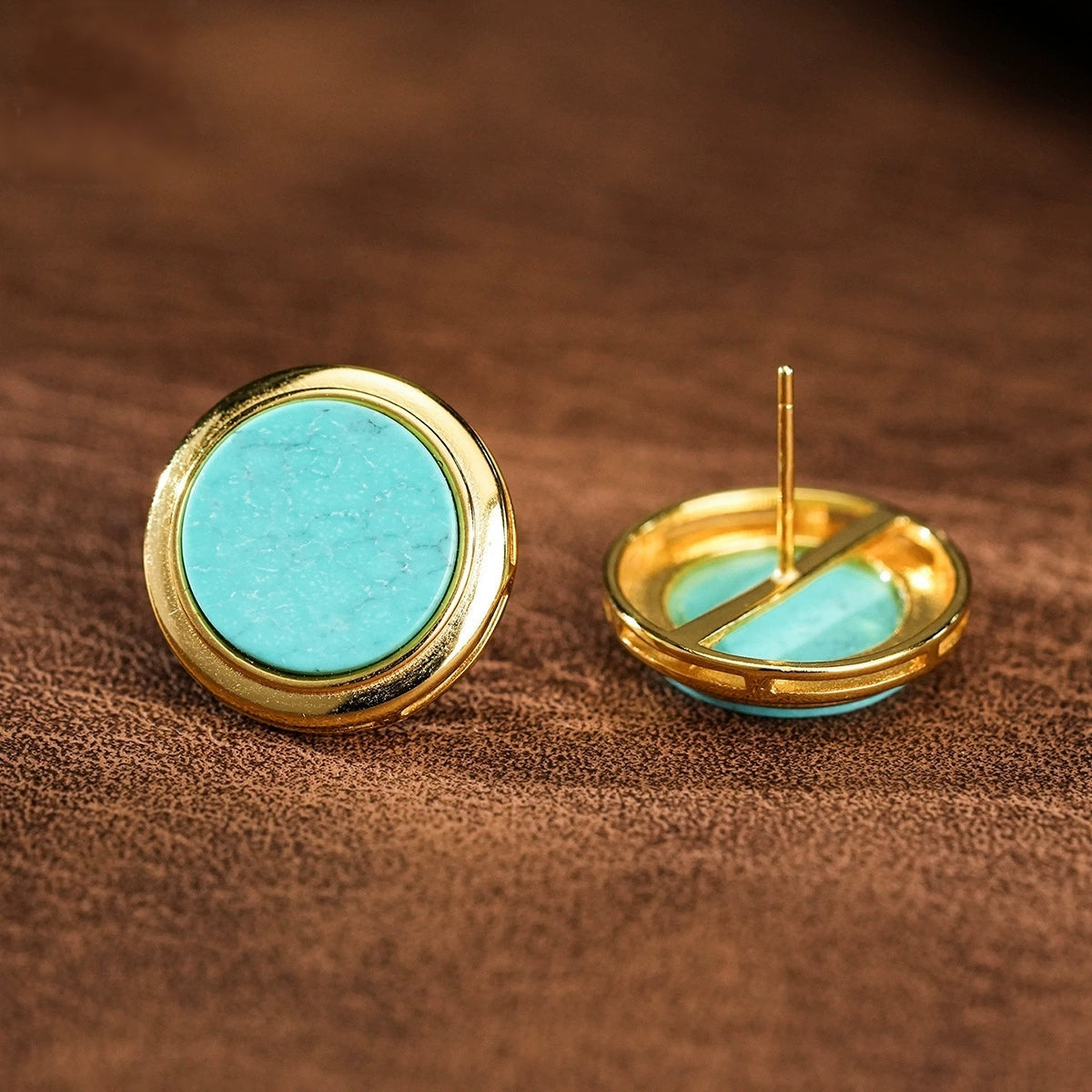 Timeless Turquoise Essence: 18K Gold-Plated Sterling Silver Earrings - Veilgem