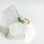 Whispering Bamboo Turquoise Ring: S925 Silver Plated 18K Gold - Veilgem