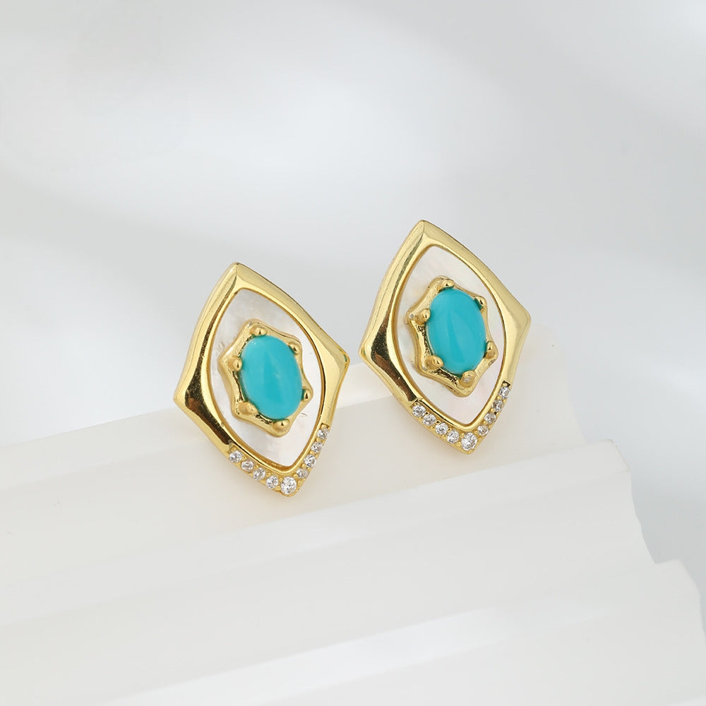 Aurora Grace – Sleeping Beauty Turquoise & Mother-of-Pearl Earrings