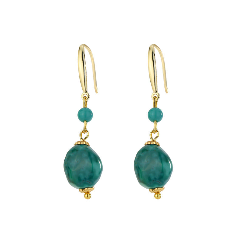 Whisper of the Earth – Raw Turquoise Dangle Earrings - Veilgem