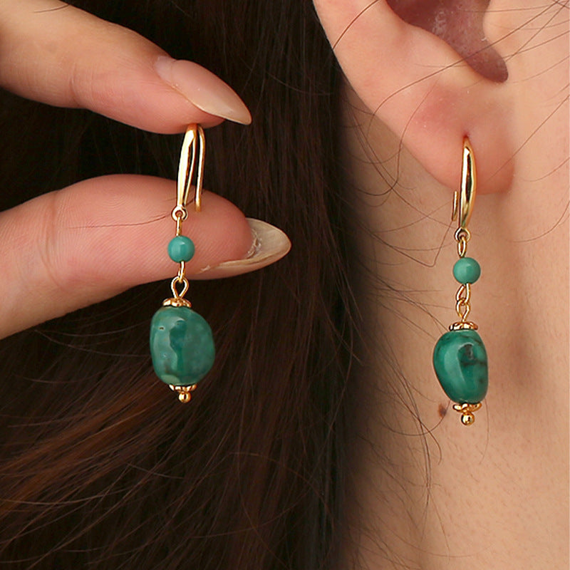 Whisper of the Earth – Raw Turquoise Dangle Earrings - Veilgem